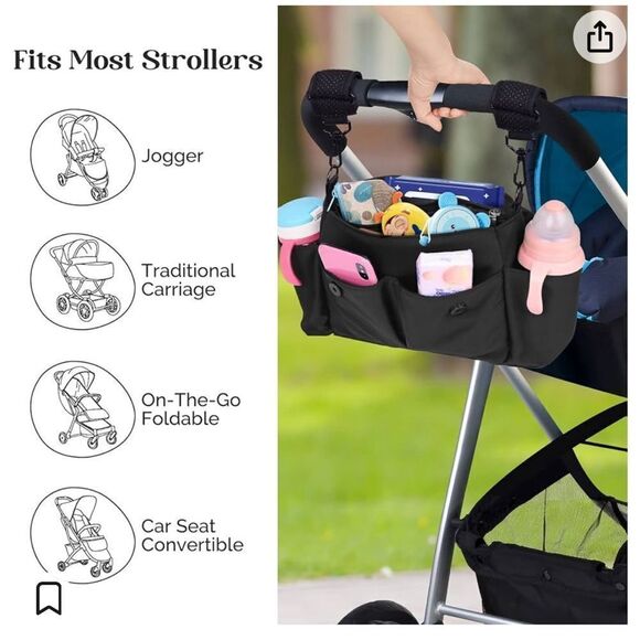 Luxury Little stroller organizer.  NWOT black nylon - Picture 10 of 11